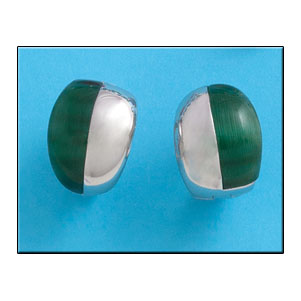 PENDIENTES OJO DE GATO VERDE PLATA 925MM