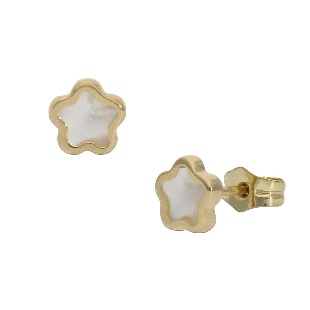 PENDIENTES ORO 18KL FLOR NACAR - 5.50MM