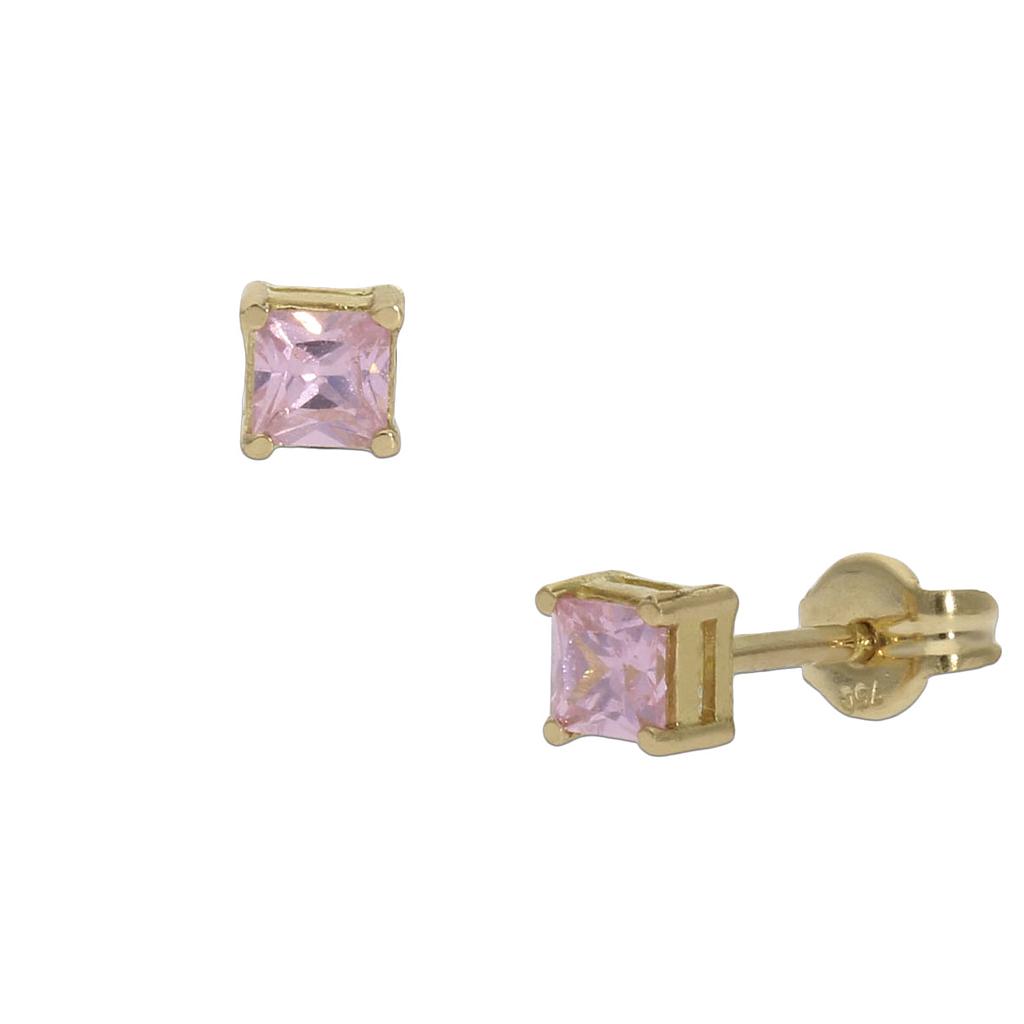 PENDIENTES ORO 18KL ROSA - 3.5X3.5MM