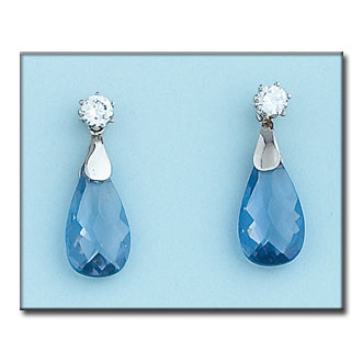 PENDIENTES ORO BLANCO 18KL AGUA MARINA