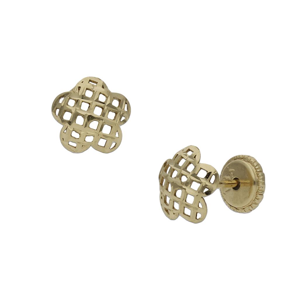 PENDIENTES TALLADOS ORO 18KL FLOR - 6.50MM