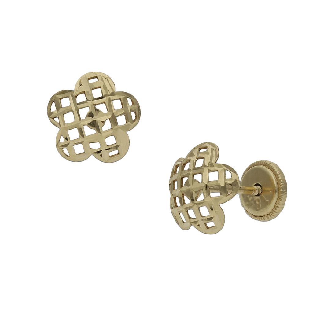 PENDIENTES TALLADOS ORO 18KL FLOR - 7MM