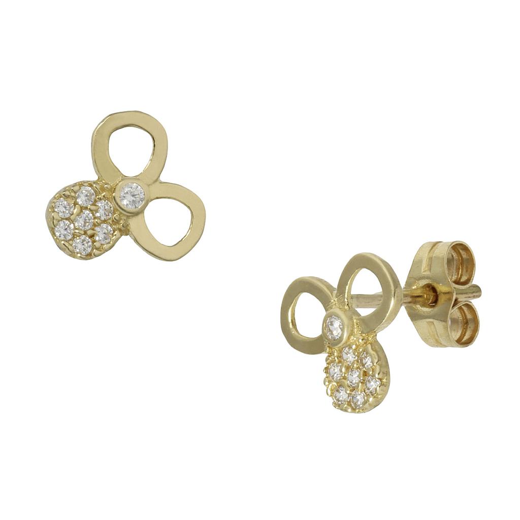 PENDIENTES TREBOL ORO 18KL CIRCONITAS