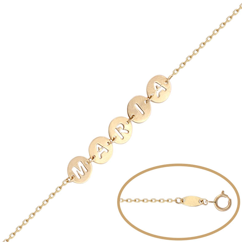 PULSERA CIRCULOS NOMBRE CALADO ORO 18KL
