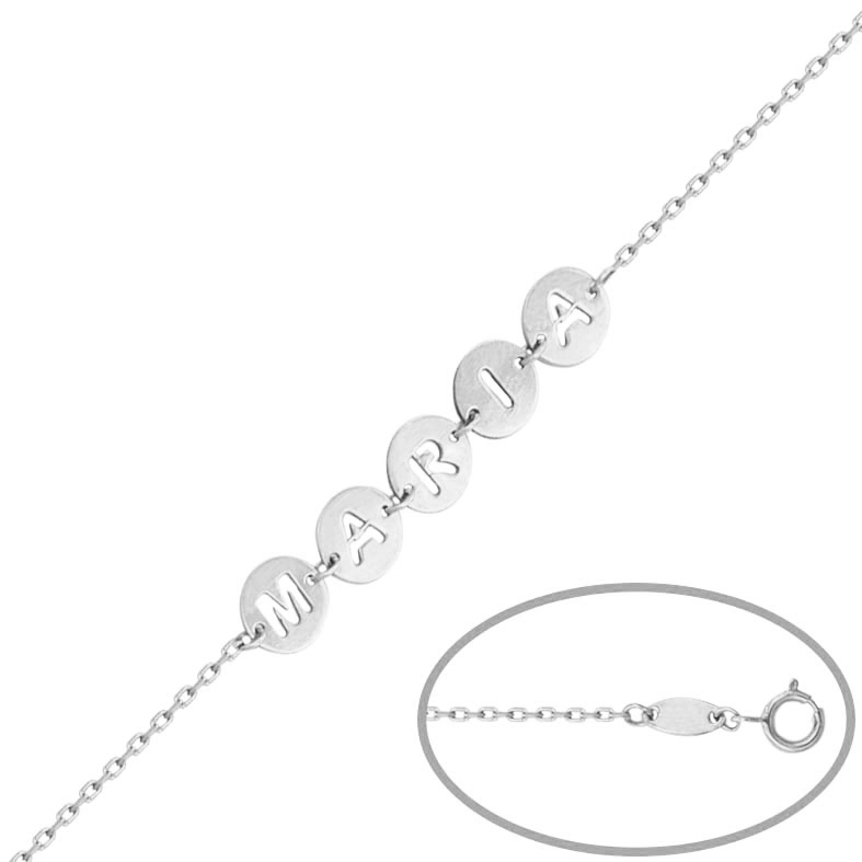 PULSERA CIRCULOS NOMBRE ORO BLANCO 18KL