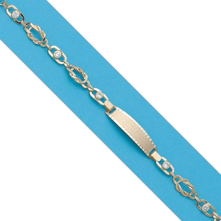 PULSERA CON PLACA CIRCONITAS ORO 18KL