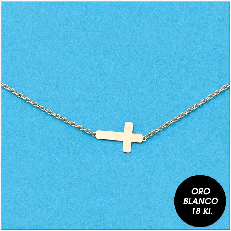 PULSERA CRUZ ORO BLANCO 18KL