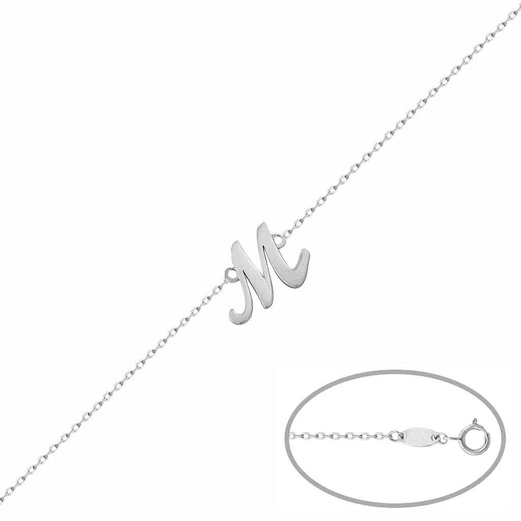PULSERA LETRA INGLESA ORO BLANCO 18KL