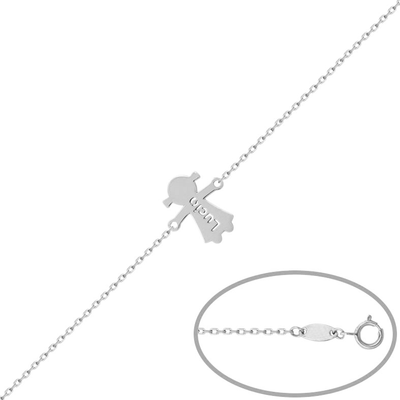 PULSERA NIÑA + NOMBRE ORO BLANCO 18KL