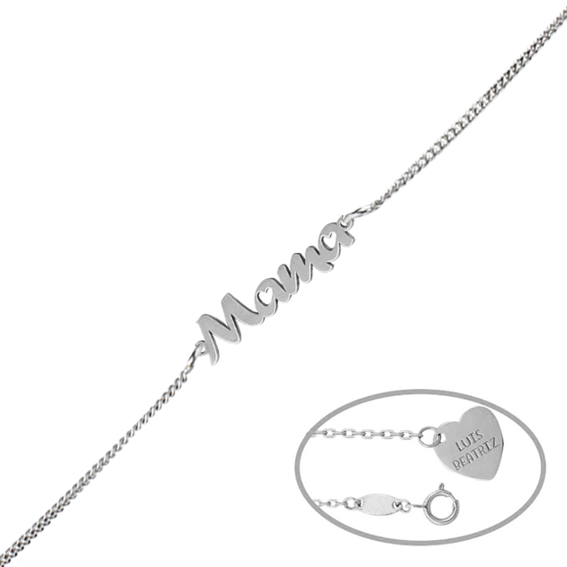 PULSERA NOMBRE + CORAZON PLATA 925MM