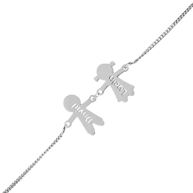 PULSERA NOMBRE NIÑA + NIÑO PLATA 925MM