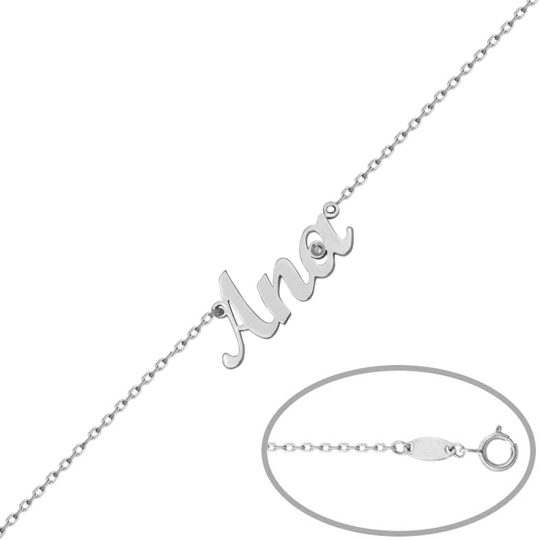 PULSERA NOMBRE ORO BLANCO 18KL + DIAMANTE