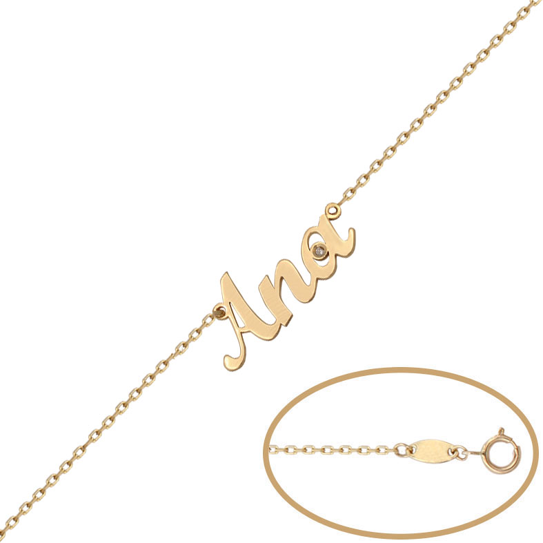 PULSERA NOMBRE PEQUEÑO ORO 18KL + DIAMANTE