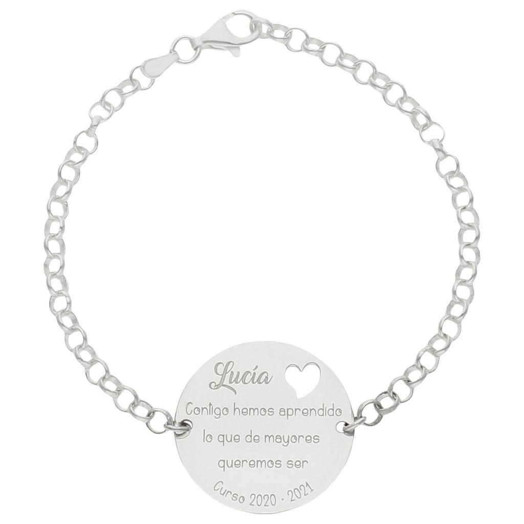 PULSERA PROFE + FRASE PLATA 925MM - 25MM