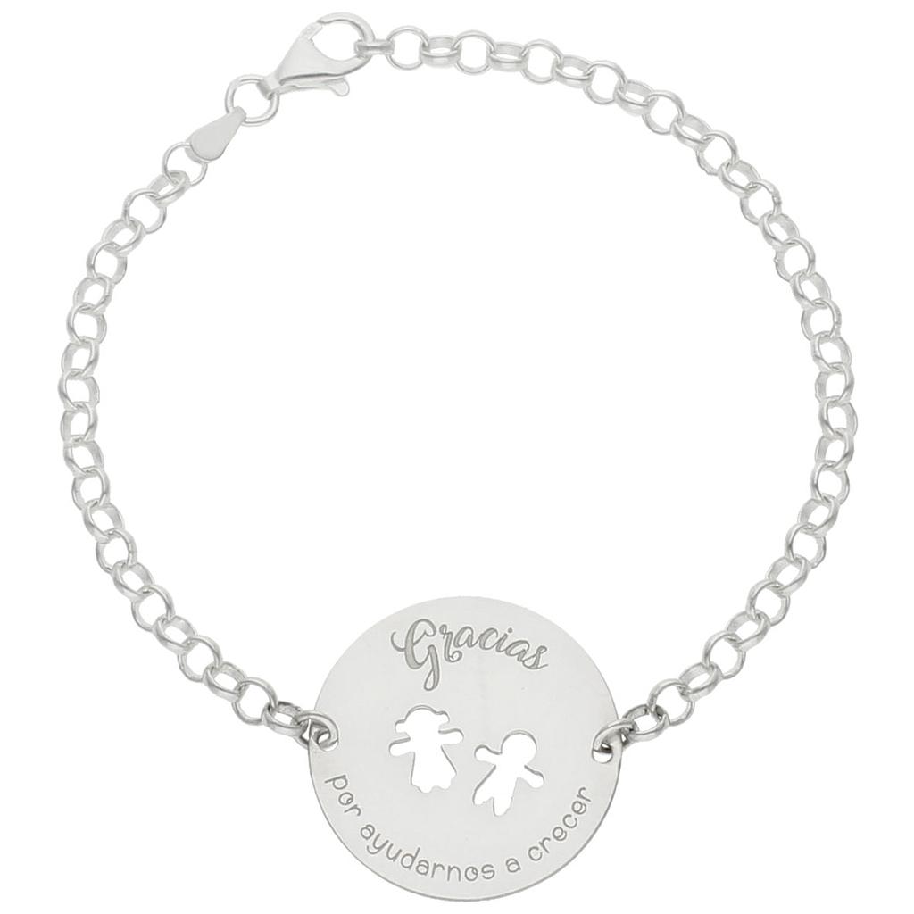 PULSERA PROFE + FRASE PLATA 925MM - 25MM