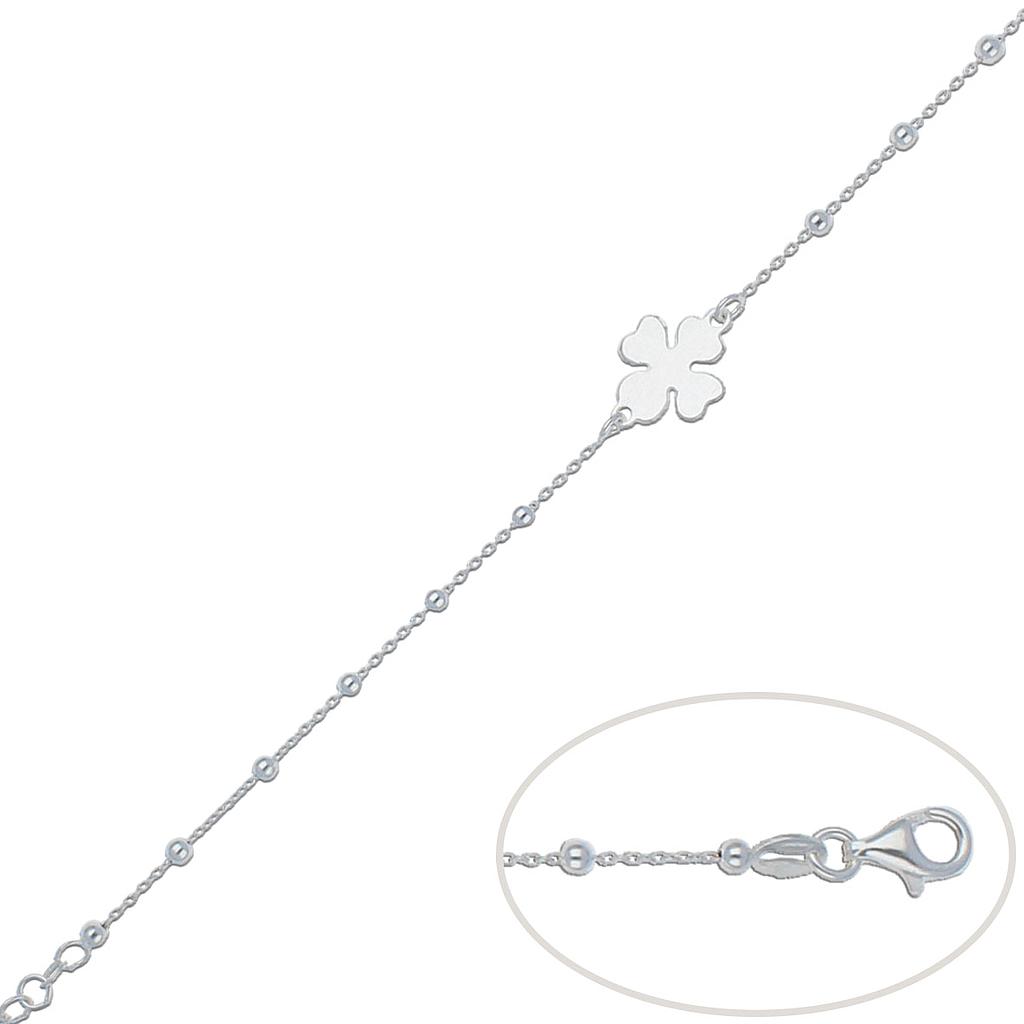 PULSERA TREBOL + BOLAS PLATA 925MM - AGOTADO TEMPORALMENTE