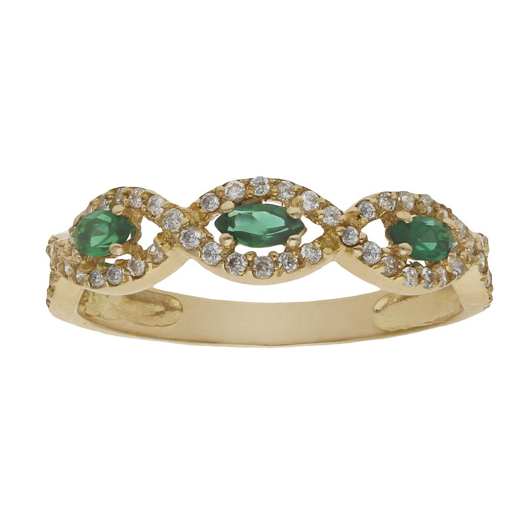 SORTIJA ORO 18KL CIRCONITAS + CRISOPAL VERDE 