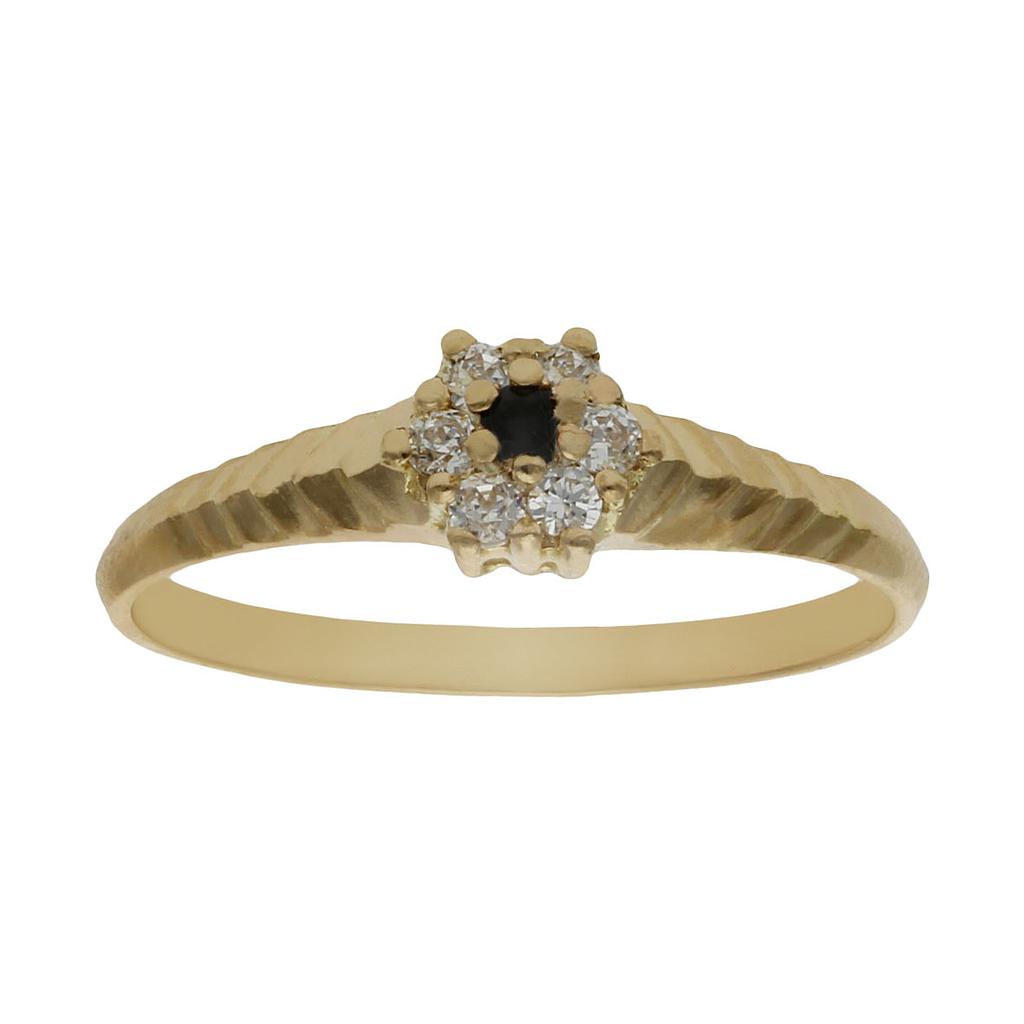 SORTIJA ROSETON ORO 18KL CIRCONITAS + PIEDRA AZUL
