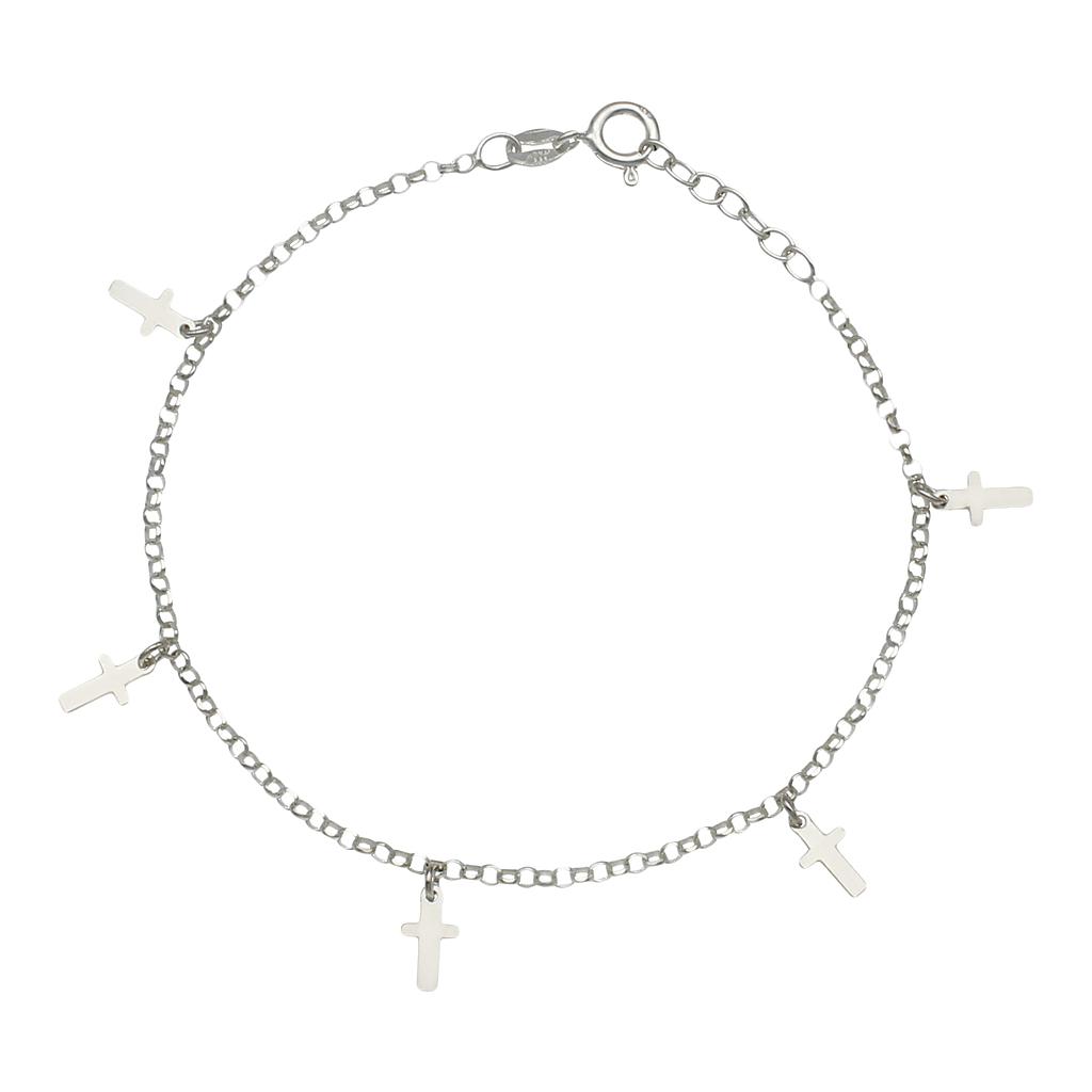 TOBILLERA MINI CHARMS CRUCES PLATA 925MM